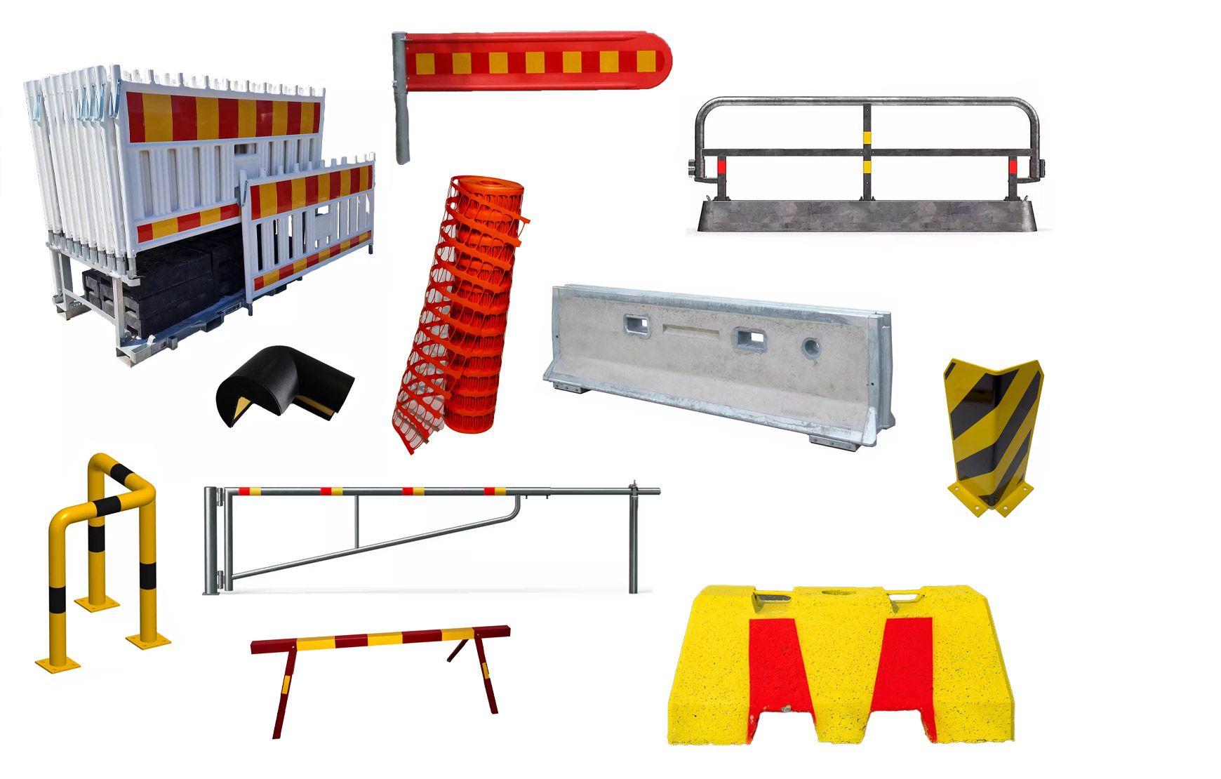 Fences, barriers and crash barriers