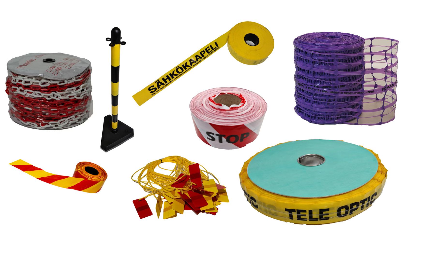 Fishing lines, ribbons, nets and chains