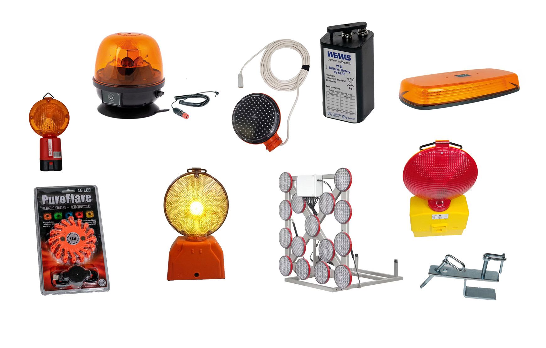Construction site and vehicle flashing lights