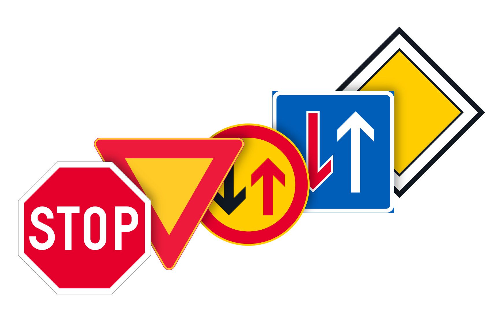 B, Right of way and yield signs